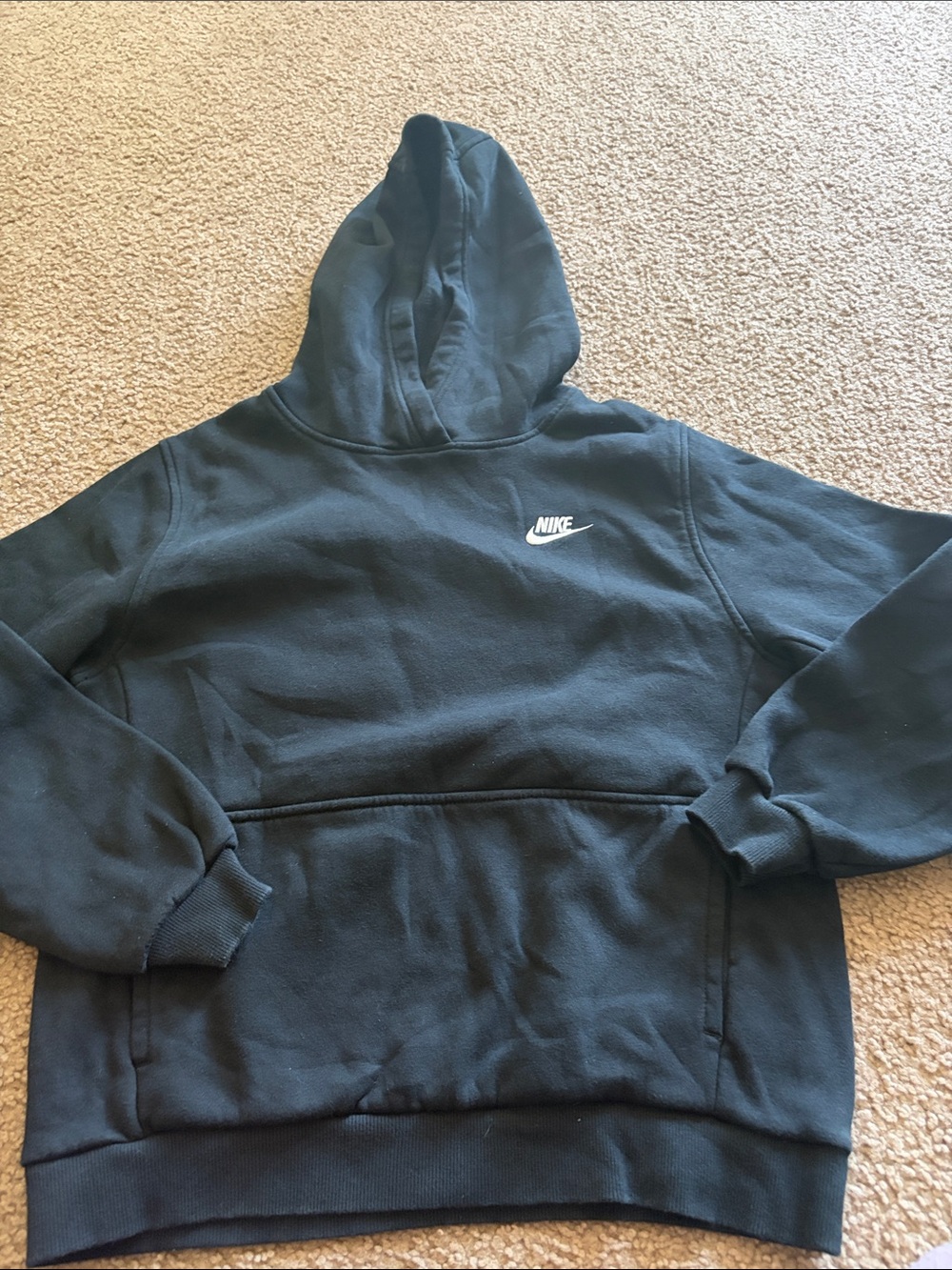 B62 Youth XL Nike Black Hoodie with White Swoosh Chest Logo